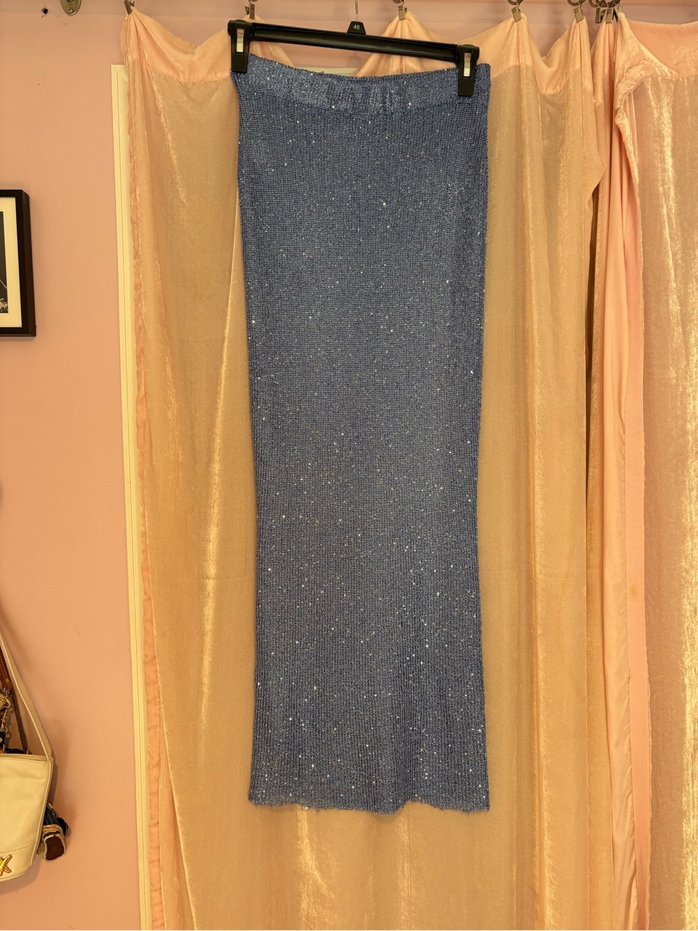 White Fox Boutique Sparkle Knit Maxi Skirt - Periwinkle Blue